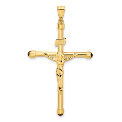 14k Yellow Gold Polished Crucifix Onyx Pendant L-54 mm, W-31.8 mm
