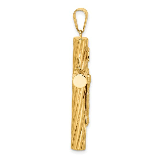 14k Yellow Gold Polished and Textured Crucifix Pendant L-48.8 mm, W-26.2 mm