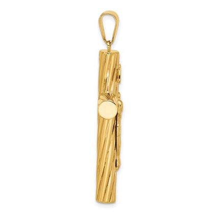 14k Yellow Gold Polished and Textured Crucifix Pendant L-48.8 mm, W-26.2 mm