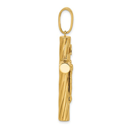 14k Yellow Gold Polished and Textured Crucifix Pendant L-52.5 mm, W-26.2 mm