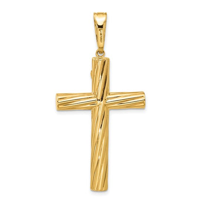 14k Yellow Gold Polished and Textured Crucifix Pendant L-52.5 mm, W-26.2 mm