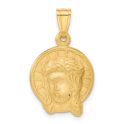 14k Yellow Gold Satin Jesus Medal Pendant L-25.4 mm, W-16 mm