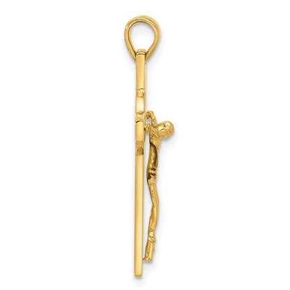 14k Yellow Gold Polished Crucifix and St Benedict Pendant L-31 mm, W-17 mm