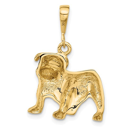 14k Yellow Gold Satin Diamond-cut Bulldog Pendant L-29 mm, W-20 mm