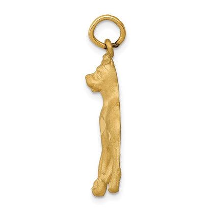 14k Yellow Gold Satin Diamond-cut Boxer Dog Charm Pendant L-30 mm, W-14 mm