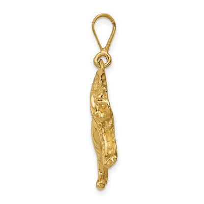 14k Yellow Gold Tiger Charm Pendant L-31 mm, W-29 mm