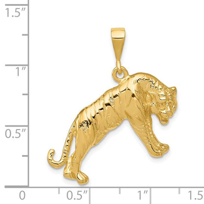 14k Yellow Gold Tiger Charm Pendant L-31 mm, W-29 mm