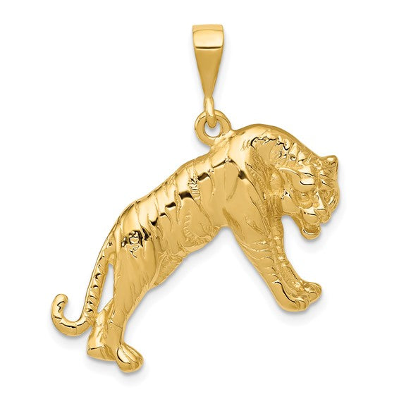 14k Yellow Gold Tiger Charm Pendant L-31 mm, W-29 mm