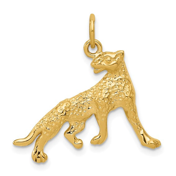 14k Yellow Gold Cheetah Charm Pendant L-26 mm, W-22 mm