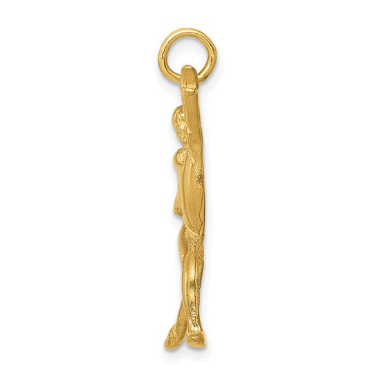 14k Yellow Gold Gymnast Charm Pendant L-30 mm, W-25 mm