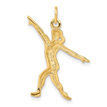 14k Yellow Gold Gymnast Charm Pendant L-30 mm, W-25 mm