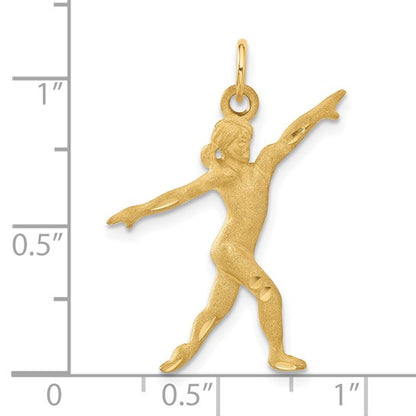 14k Yellow Gold Gymnast Charm Pendant L-30 mm, W-25 mm