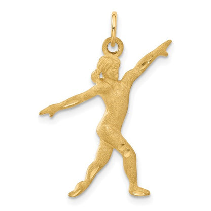 14k Yellow Gold Gymnast Charm Pendant L-30 mm, W-25 mm