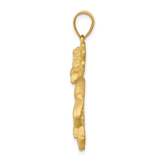 14k Yellow Gold Satin Angel Pendant L-38 mm, W-28 mm