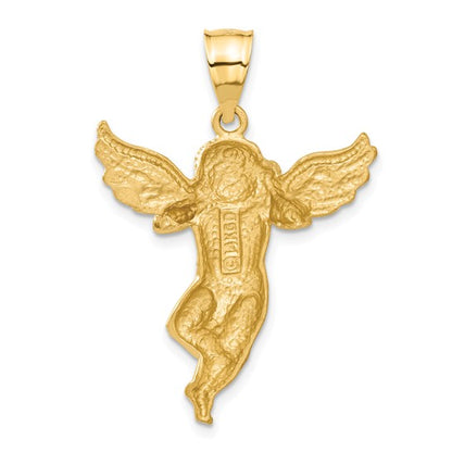 14k Yellow Gold Satin Angel Pendant L-38 mm, W-28 mm