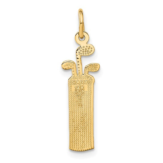 14k Yellow Gold Golf Bag Charm Pendant L-27 mm, W-7 mm