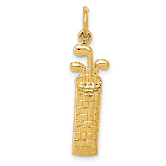 14k Yellow Gold Golf Bag Charm Pendant L-27 mm, W-7 mm