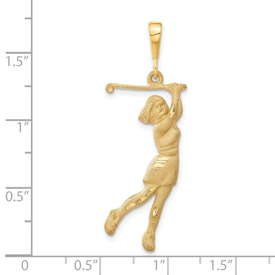 14k Yellow Gold Female Golfer Pendant L-44 mm, W-16 mm