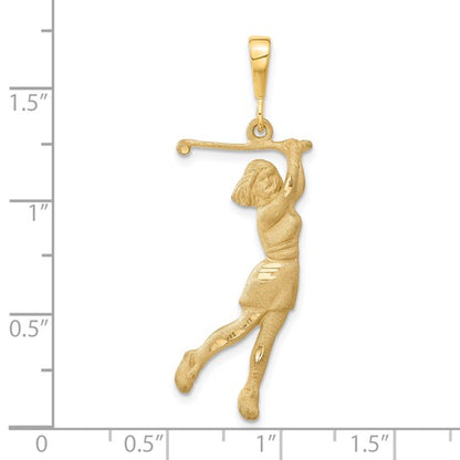 14k Yellow Gold Female Golfer Pendant L-44 mm, W-16 mm