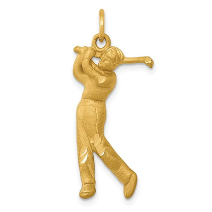 14k Yellow Gold Male Golfer Charm Pendant L-32 mm, W-13 mm
