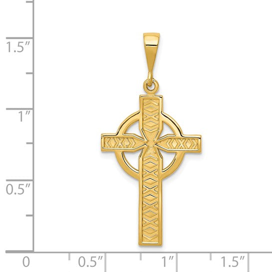 14k Yellow Gold Celtic Cross Pendant L-38 mm, W-11 mm