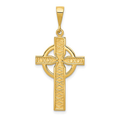 14k Yellow Gold Celtic Cross Pendant L-38 mm, W-11 mm