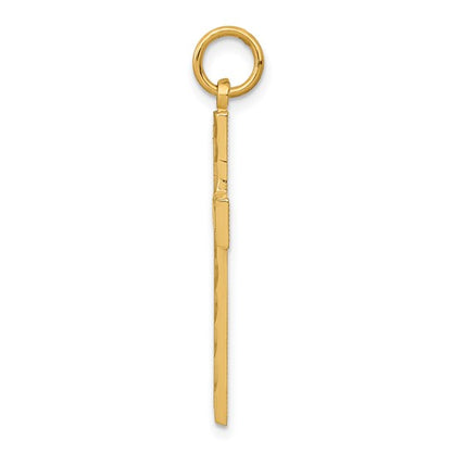 14k Yellow Gold Diamond-cut Cross Charm Pendant L-33 mm, W-15 mm
