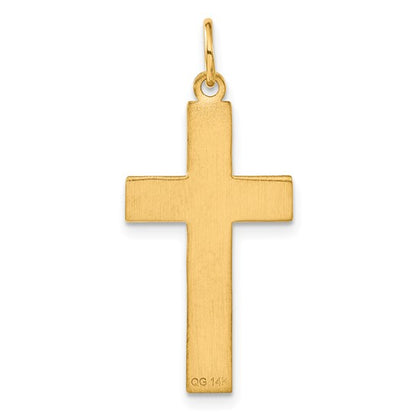 14k Yellow Gold Diamond-cut Cross Charm Pendant L-33 mm, W-15 mm