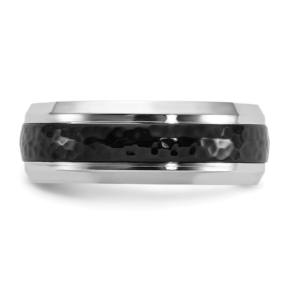 Cobalt Polished with Hammered Black IP-plated Center 8mm Band Ring