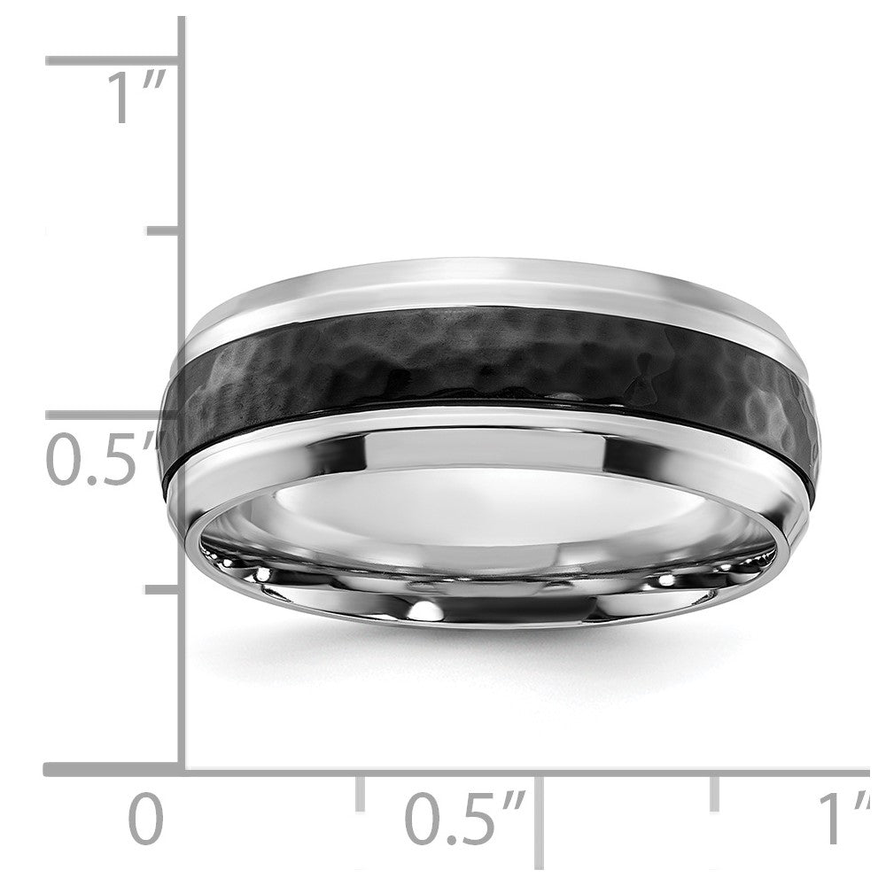 Cobalt Polished with Hammered Black IP-plated Center 8mm Band Ring