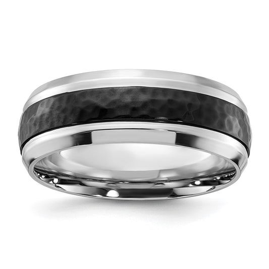 Cobalt Polished with Hammered Black IP-plated Center 8mm Band Ring