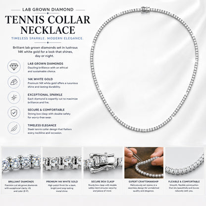 14k Gold Round Cut Lab Grown Diamond Tennis Necklace 18" 4.00ct to 20.00ct, Color-E-F, Clarity- VS (Copy)