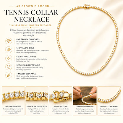 14k Gold Round Cut Lab Grown Diamond Tennis Necklace 18" 4.00ct to 20.00ct, Color-E-F, Clarity- VS (Copy)