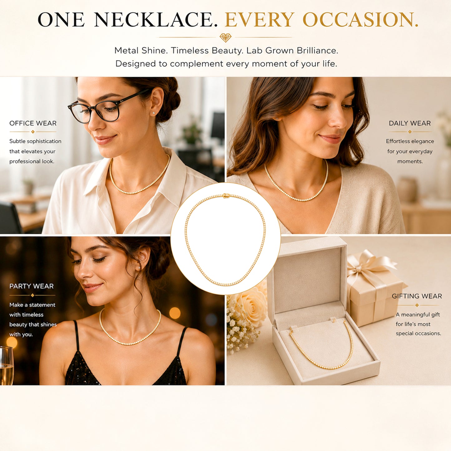 14k Gold Round Cut Lab Grown Diamond Tennis Necklace 18" 4.00ct to 20.00ct, Color-E-F, Clarity- VS (Copy)