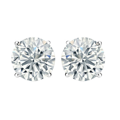 Round Solitaire Lab Grown Diamond Stud Earrings 14k White Gold VS Clarity, E-F Color with Post Butterfly