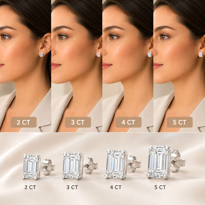 Solitaire Lab Grown Diamond Stud Earrings 14k White Gold VS Clarity, E-F Color with Post Butterfly