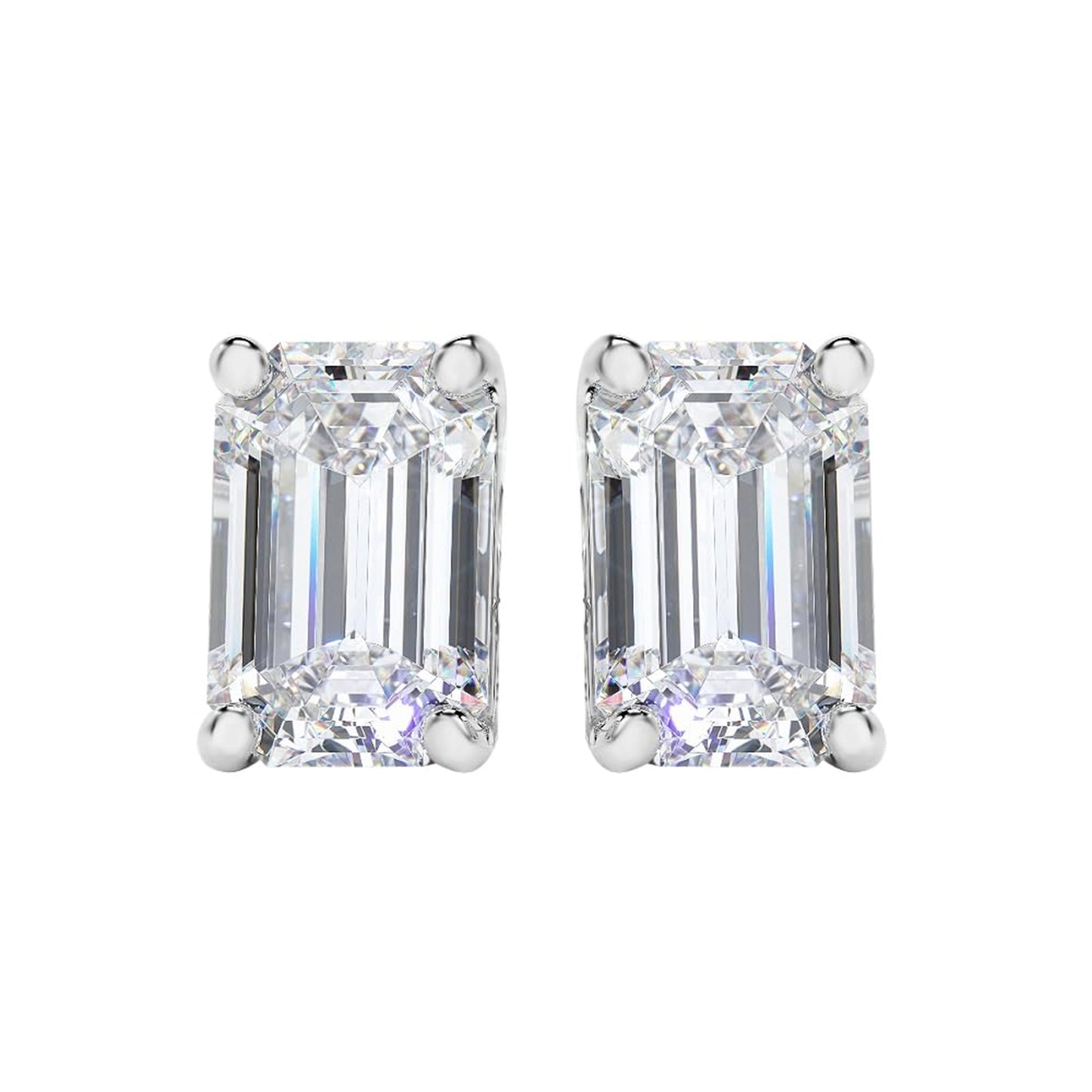 Solitaire Lab Grown Diamond Stud Earrings 14k White Gold VS Clarity, E-F Color with Post Butterfly