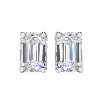 Solitaire Lab Grown Diamond Stud Earrings 14k White Gold VS Clarity, E-F Color with Post Butterfly