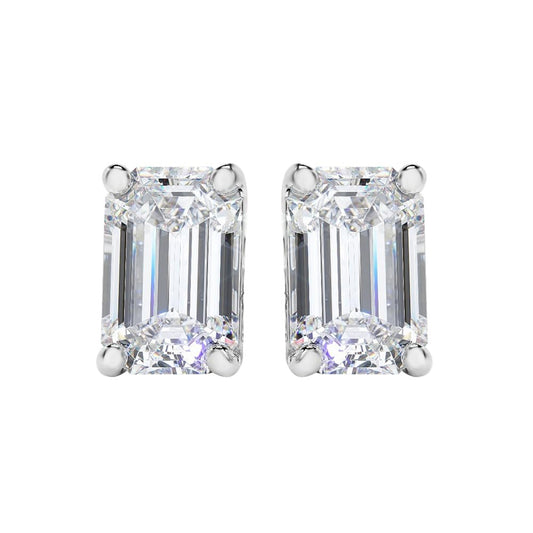 Solitaire Lab Grown Diamond Stud Earrings 14k White Gold VS Clarity, E-F Color with Post Butterfly