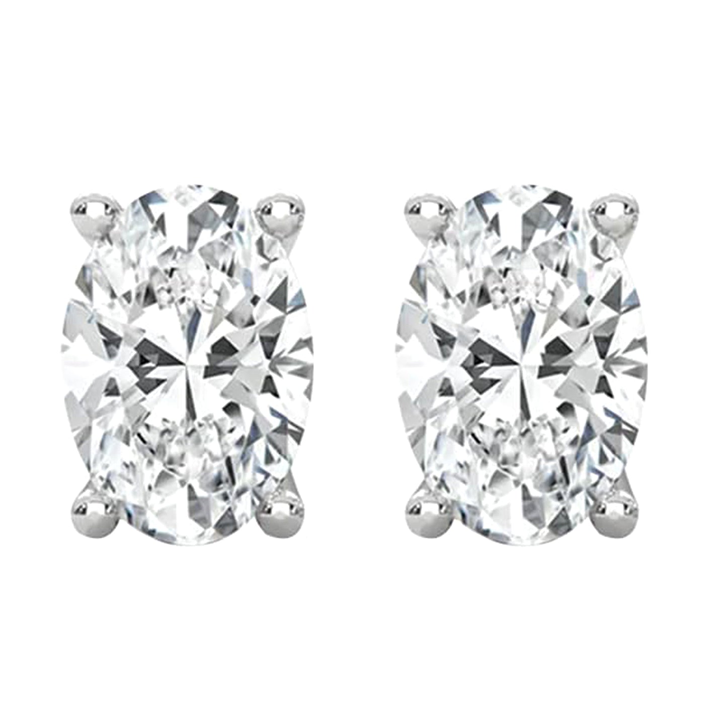 Oval Cut Solitaire Lab Grown Diamond Stud Earrings 14k White Gold VS Clarity, E-F Color with Post Butterfly