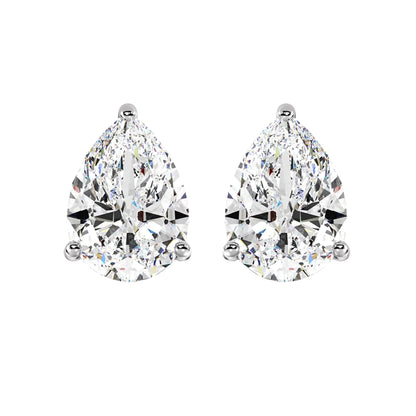 Pear Cut Solitaire Lab Grown Diamond Stud Earrings 14k White Gold VS Clarity, E-F Color with Post Butterfly