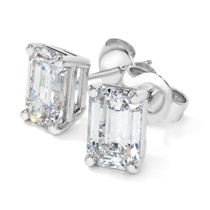 Solitaire Lab Grown Diamond Stud Earrings 14k White Gold VS Clarity, E-F Color with Post Butterfly
