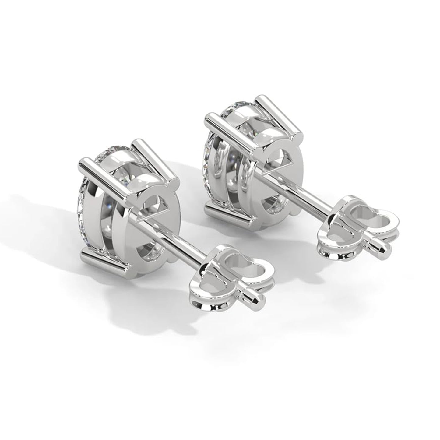 Oval Cut Solitaire Lab Grown Diamond Stud Earrings 14k White Gold VS Clarity, E-F Color with Post Butterfly