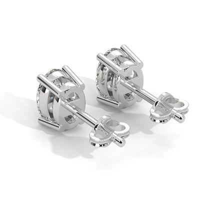 Oval Cut Solitaire Lab Grown Diamond Stud Earrings 14k White Gold VS Clarity, E-F Color with Post Butterfly