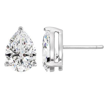 Pear Cut Solitaire Lab Grown Diamond Stud Earrings 14k White Gold VS Clarity, E-F Color with Post Butterfly