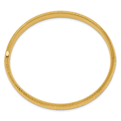 14k Yellow Gold 5/16 Polished Fancy Hammered 8.75mm Hinged Oval Bangle Bracelet