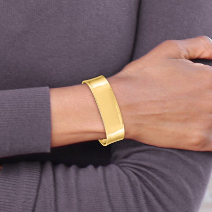 14k Yellow Gold 18.5mm Polished Cuff Bangle Bracelet