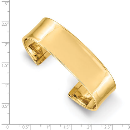 14k Yellow Gold 18.5mm Polished Cuff Bangle Bracelet
