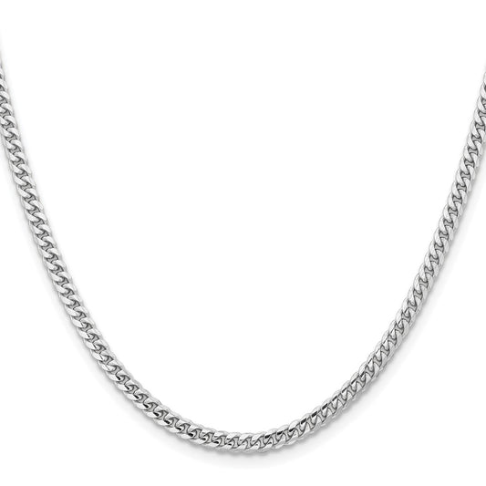 14k White Gold 3.5mm Solid Miami Cuban Chain Necklace