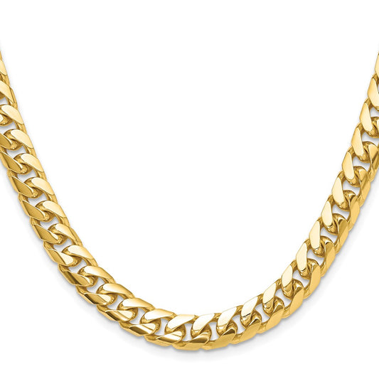 14k Yellow Gold 8mm Solid Miami Cuban Chain Necklace